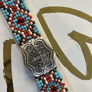 Beaded Bracelet with silver cross